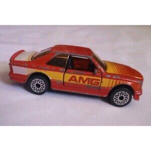 Matchbox Superfast Mercedes SEC AMG Red Yellow Vintage 1984 Metal Open Doors